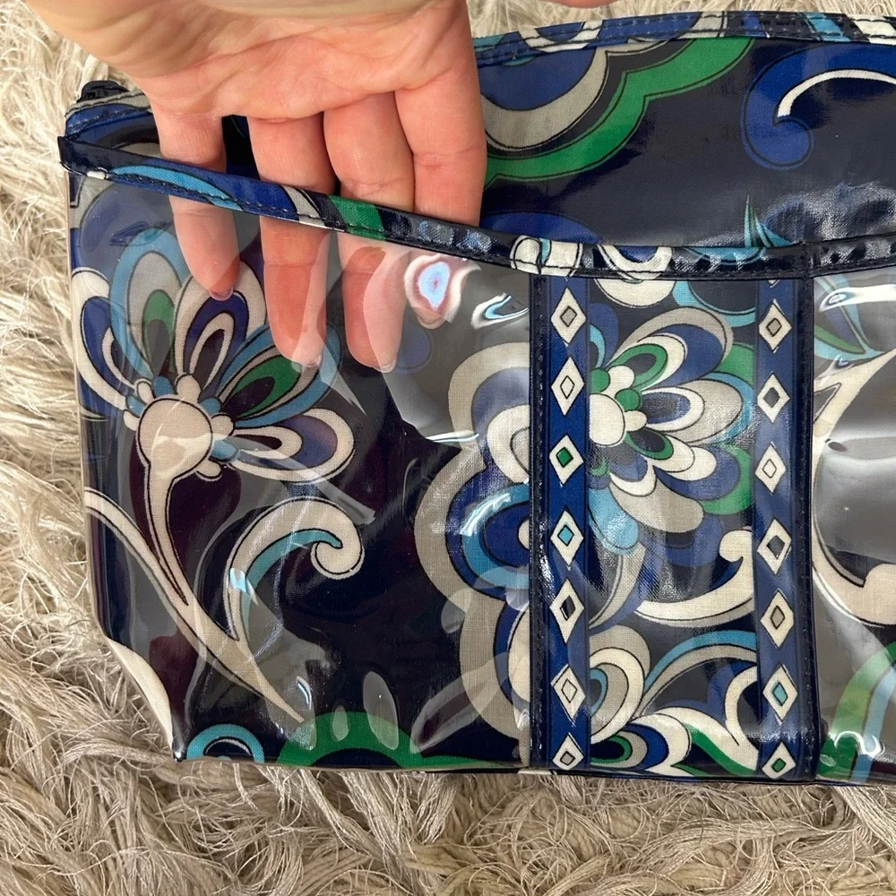 Vera Bradley Vinyl-Lined Makeup Toiletry Bag in Mediterranean Blue RETIRED